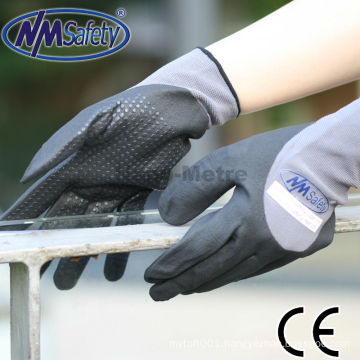 NMSAFETY grey cotton work gloves with rubber grip dots